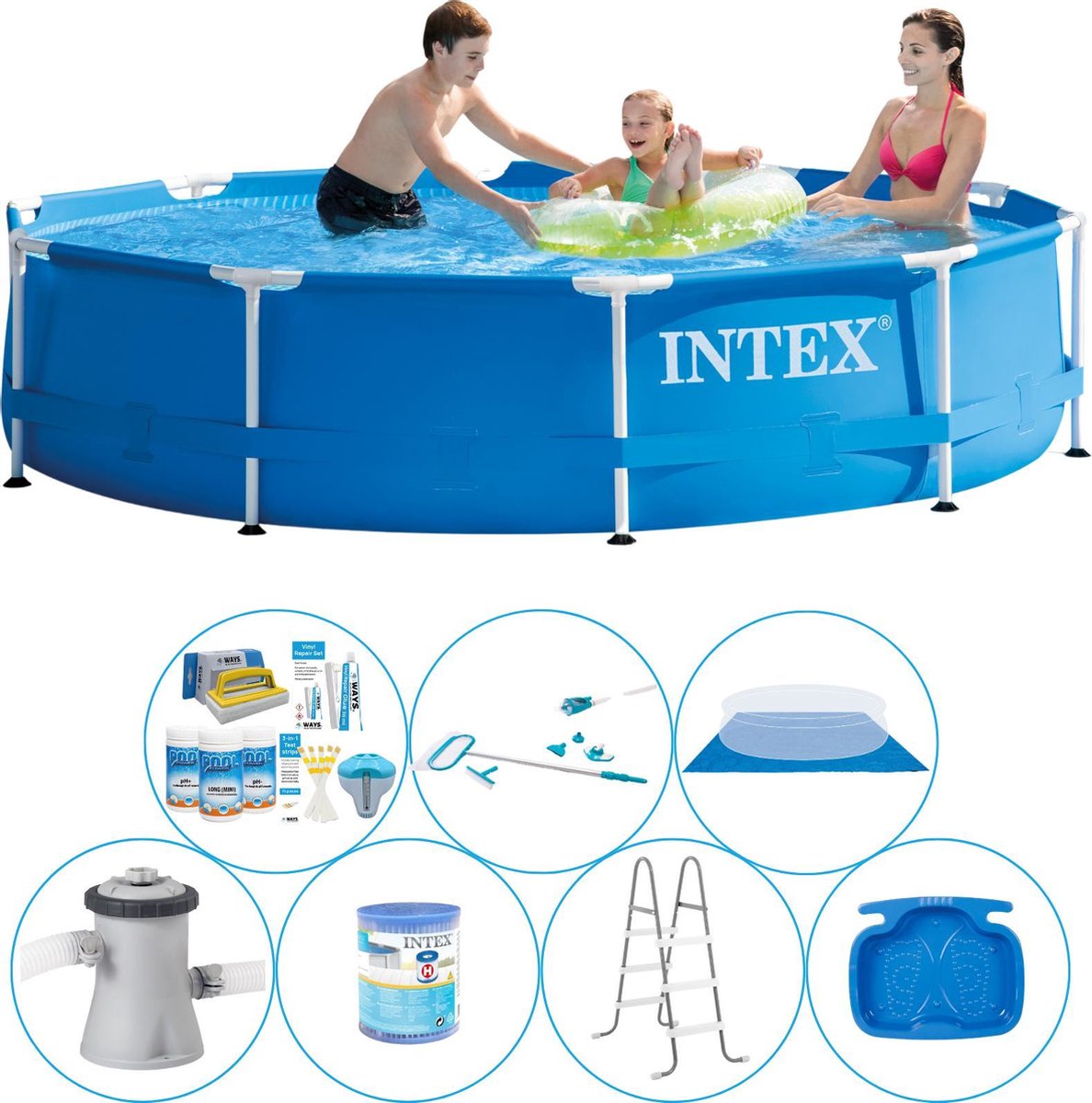 Intex Metal Frame Rond 305x76 cm - 8-delig - Alles in 1 Zwembad Pakket