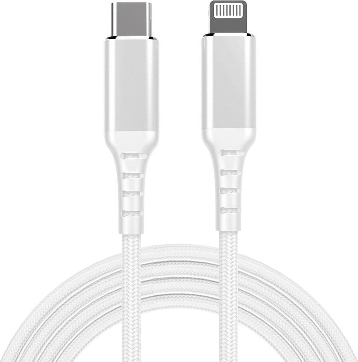 USB C naar Lightning kabel | 2.0 | MFI gecertificeerd | Nylon mantel | Wit | 0.5 meter | Allteq
