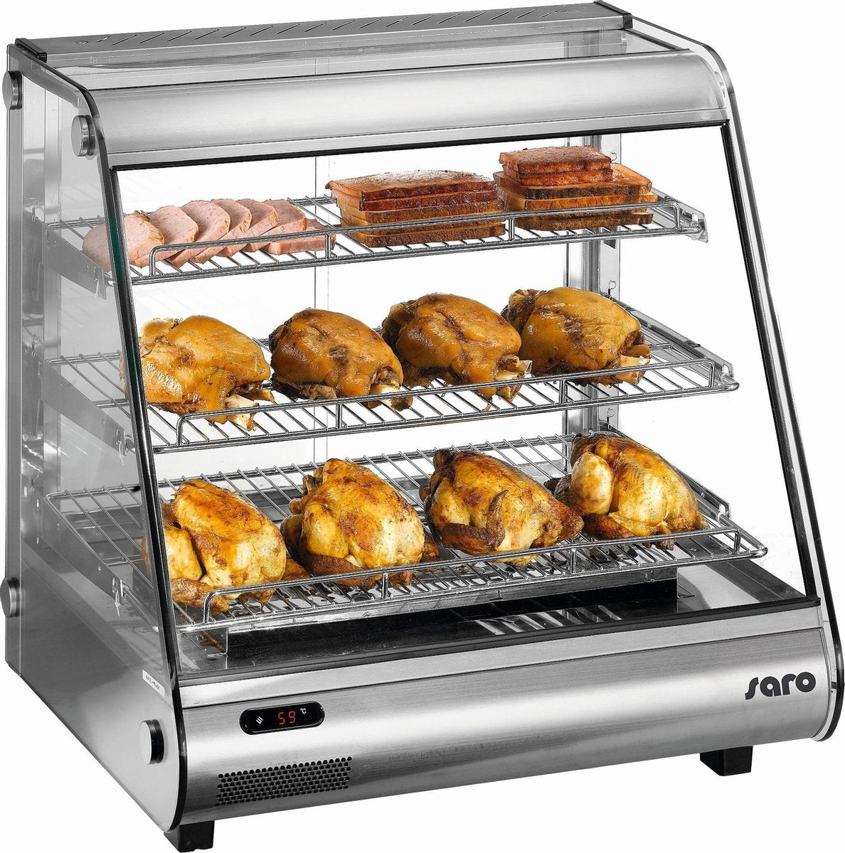 Saro warmhoud vitrine - LED verlicht - digitale temperatuur controle - RVS - 2 jaar garantie - professioneel model Eline 120