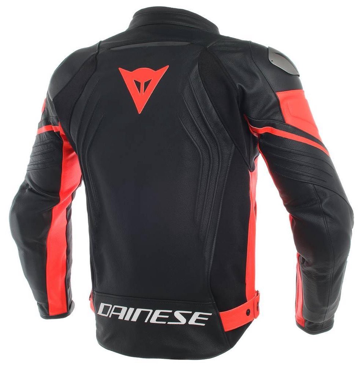 Dainese Racing 3 Leather Jacket Black Black Fluo Red 52
