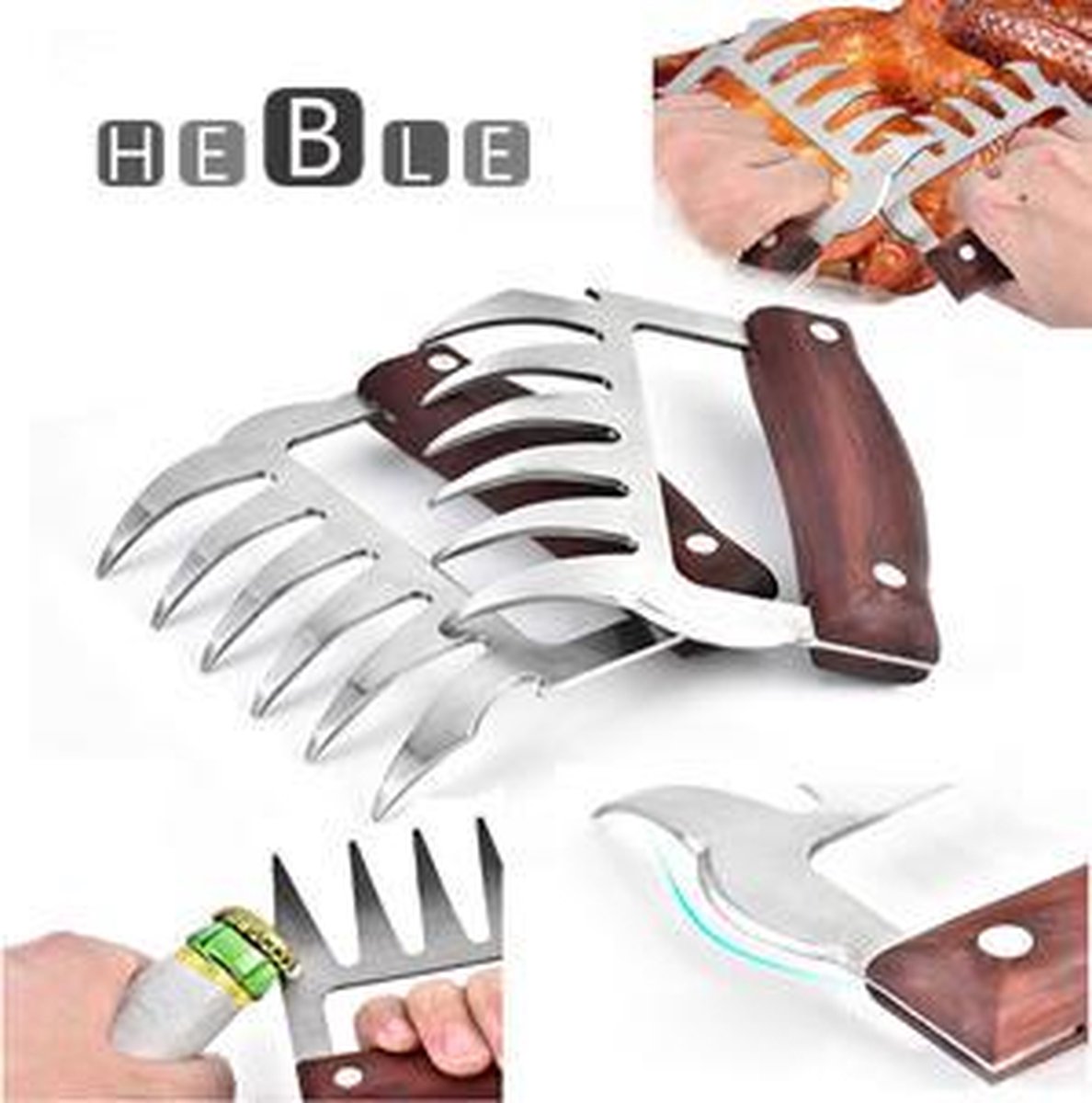 Barbecue Klauw - Snijhulp - pulled pork maken - BBQ gereedschap - vleesklauw - BBQ tools - Meat claw - Heble