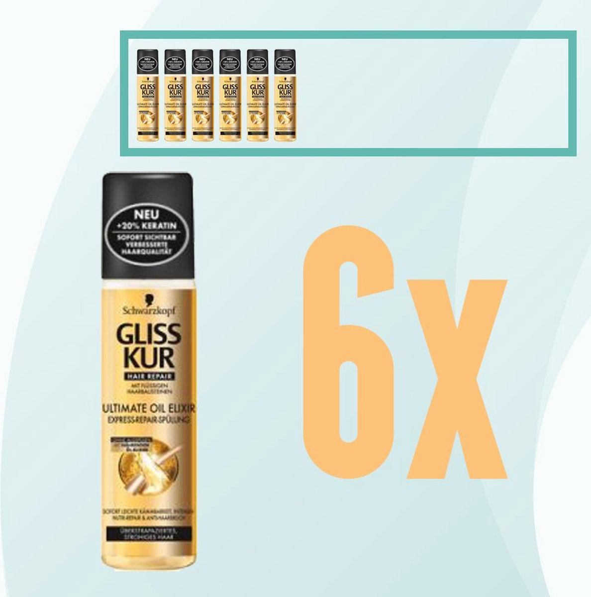 Gliss Kur - Oil Elixer -  Schwarzkopf - Anti Klit Spray - 6x 200 ml - Voordeelpakket - Voordeelbundel - Gliss Kur Pakket - Schwarzkopf Pakket-