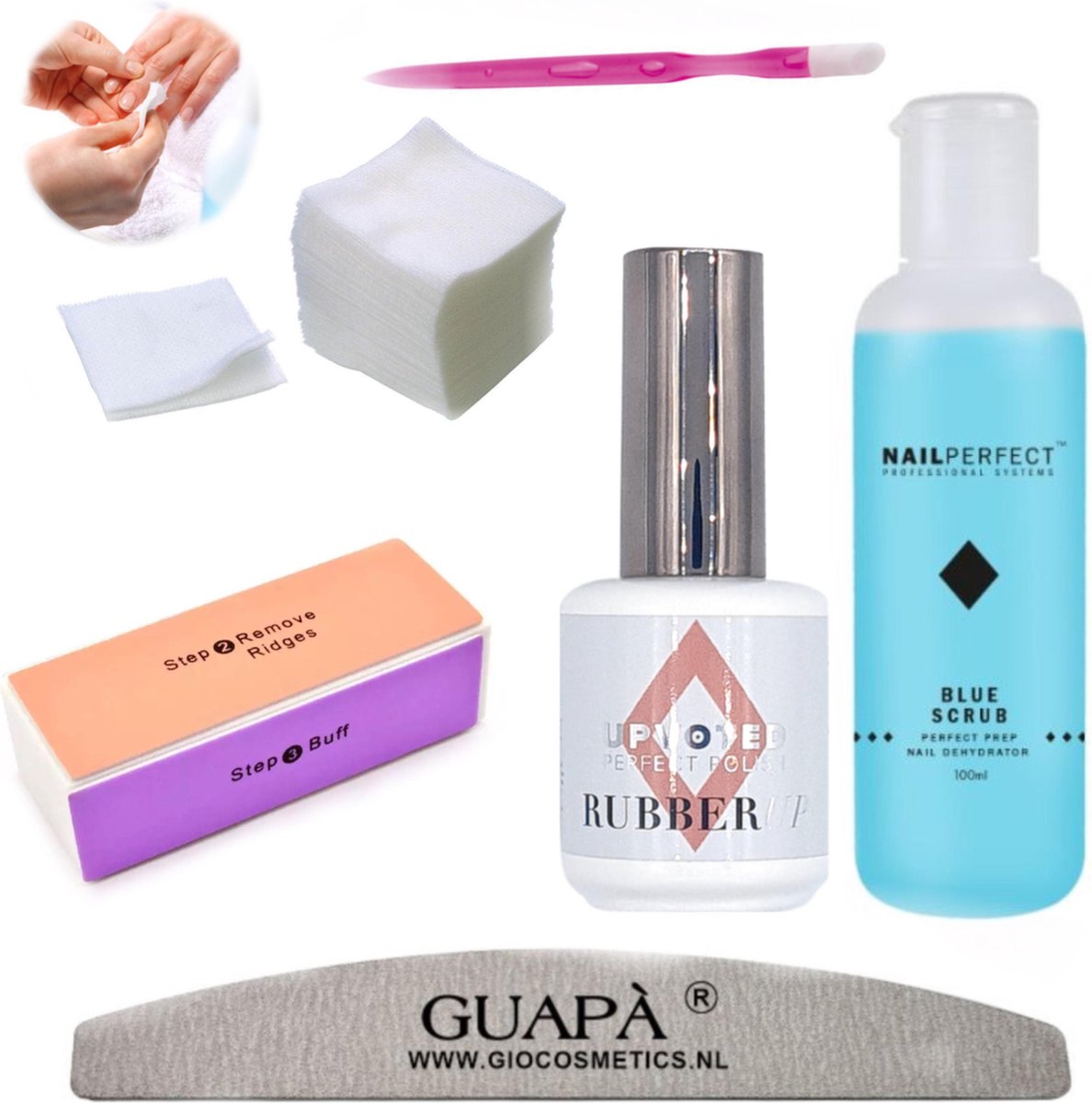 GUAPÀ® Nagelverharder Set voor het opvullen en verstevigen van je nagels 15 ml | Rubber Up Yara