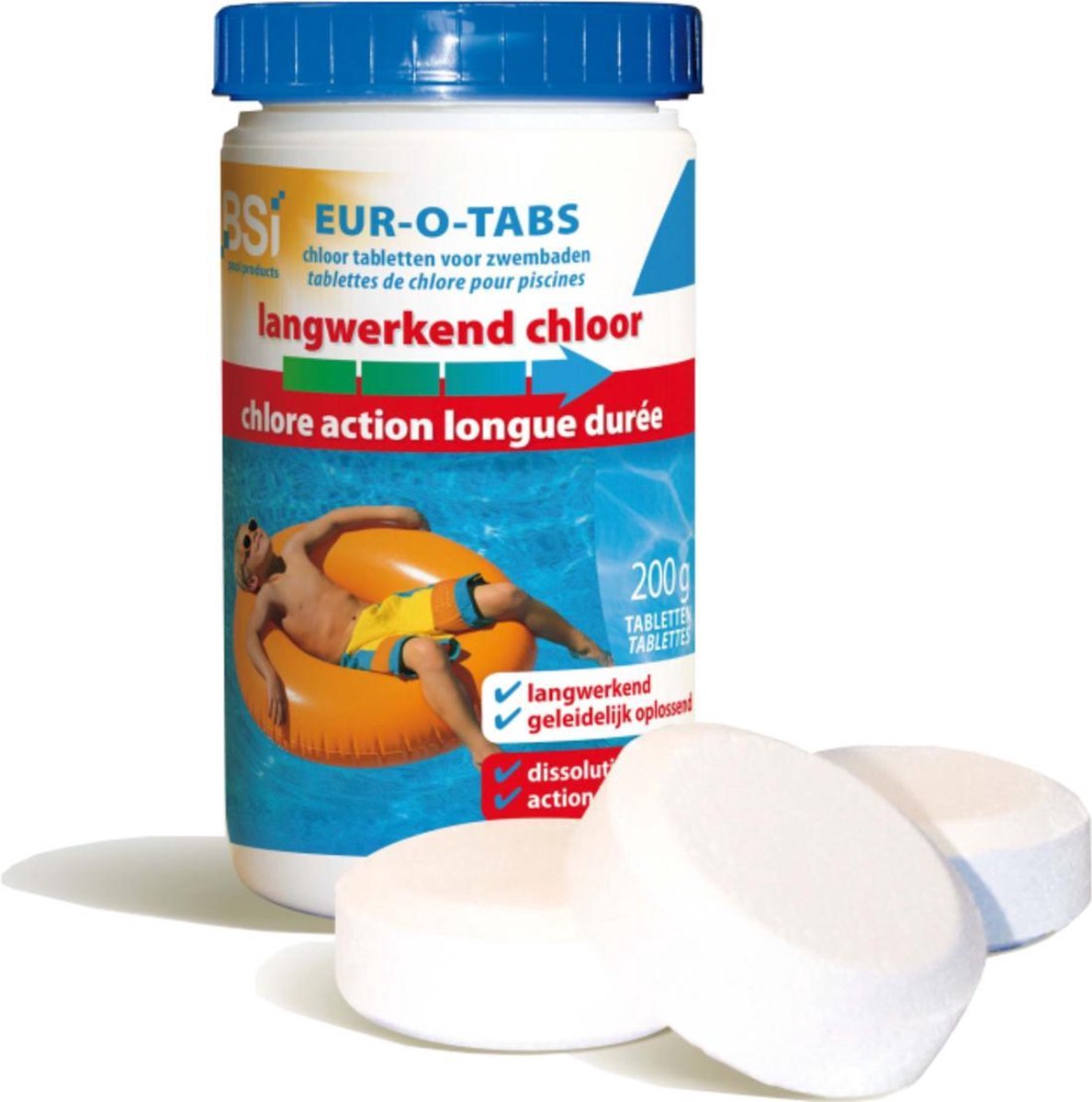 Chloortabletten langwerkend - 1 kg - grote tabletten (5 stuks van elk 200 gram)