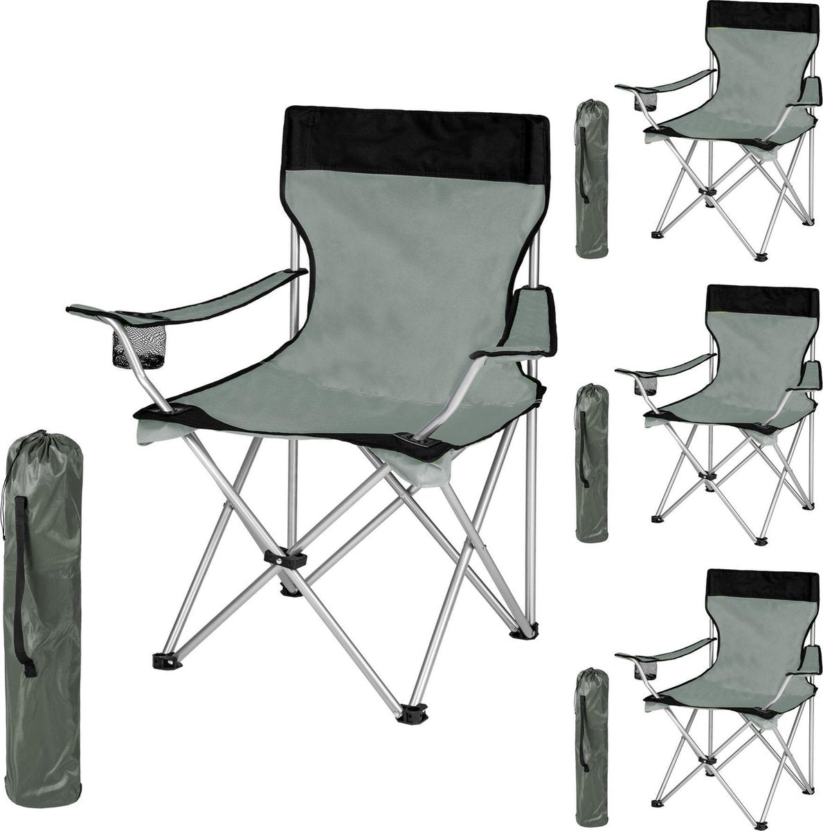 Tektake Stoelenset Campingstoelen - Grijs;Zwart