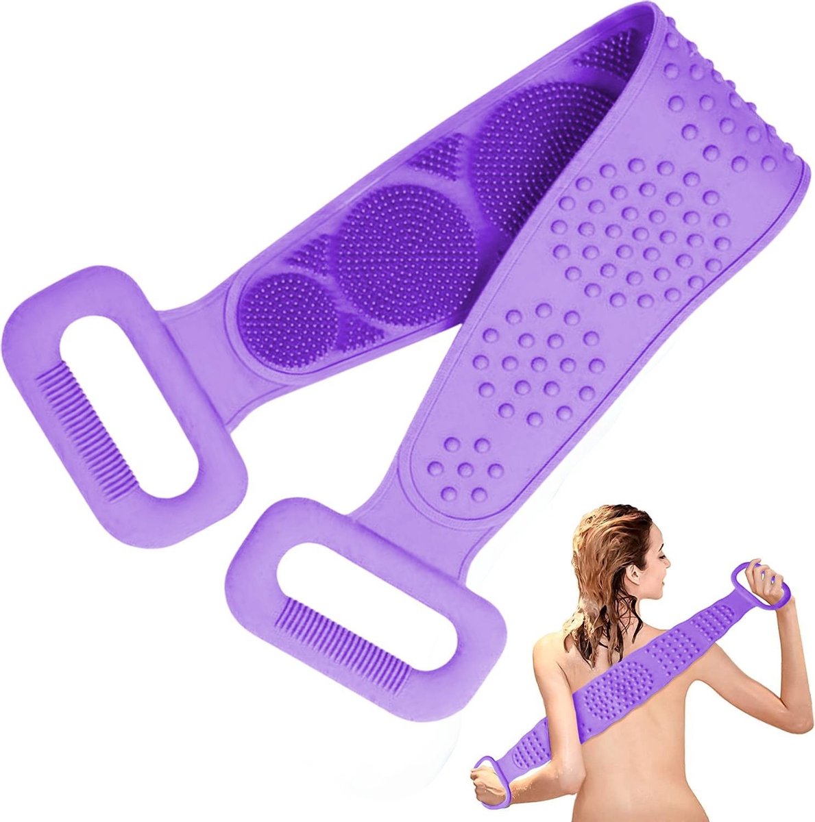 Kendom – Lichaamsborstel – Rug scrubber -  Doucheborstel – Badborstel – Scrub Borstel - Paars