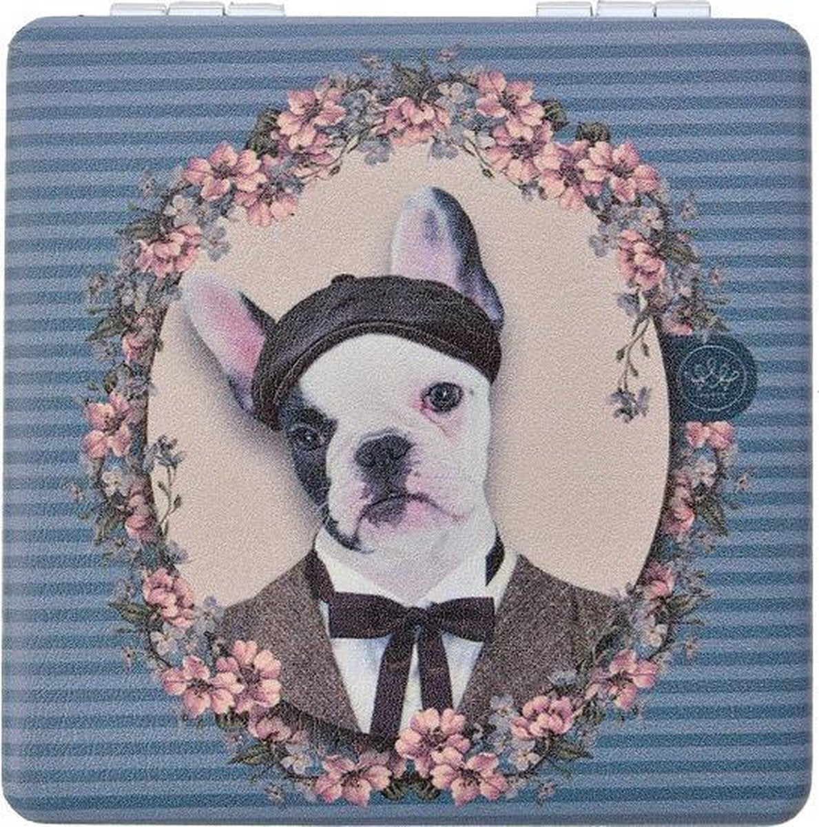Een onmisbaar handig zakspiegeltje. Aan de binnenkant bevinden zich twee spiegels waarvan één vergrootspiegel. De spiegelglazen geven een mooi en helder beeld en ze vervormen niet. Met een mooie afbeelding van een hond. Voor uzelf of Bestel Een Kado