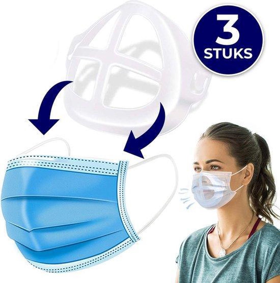 3 STUKS AIRFRAMES - MONDKAPJE HOUDER  - MONDMASKERHOUDER - BRACKET -  MEER RUIMTE OM TE ADEMEN - SILICONEN MASKER