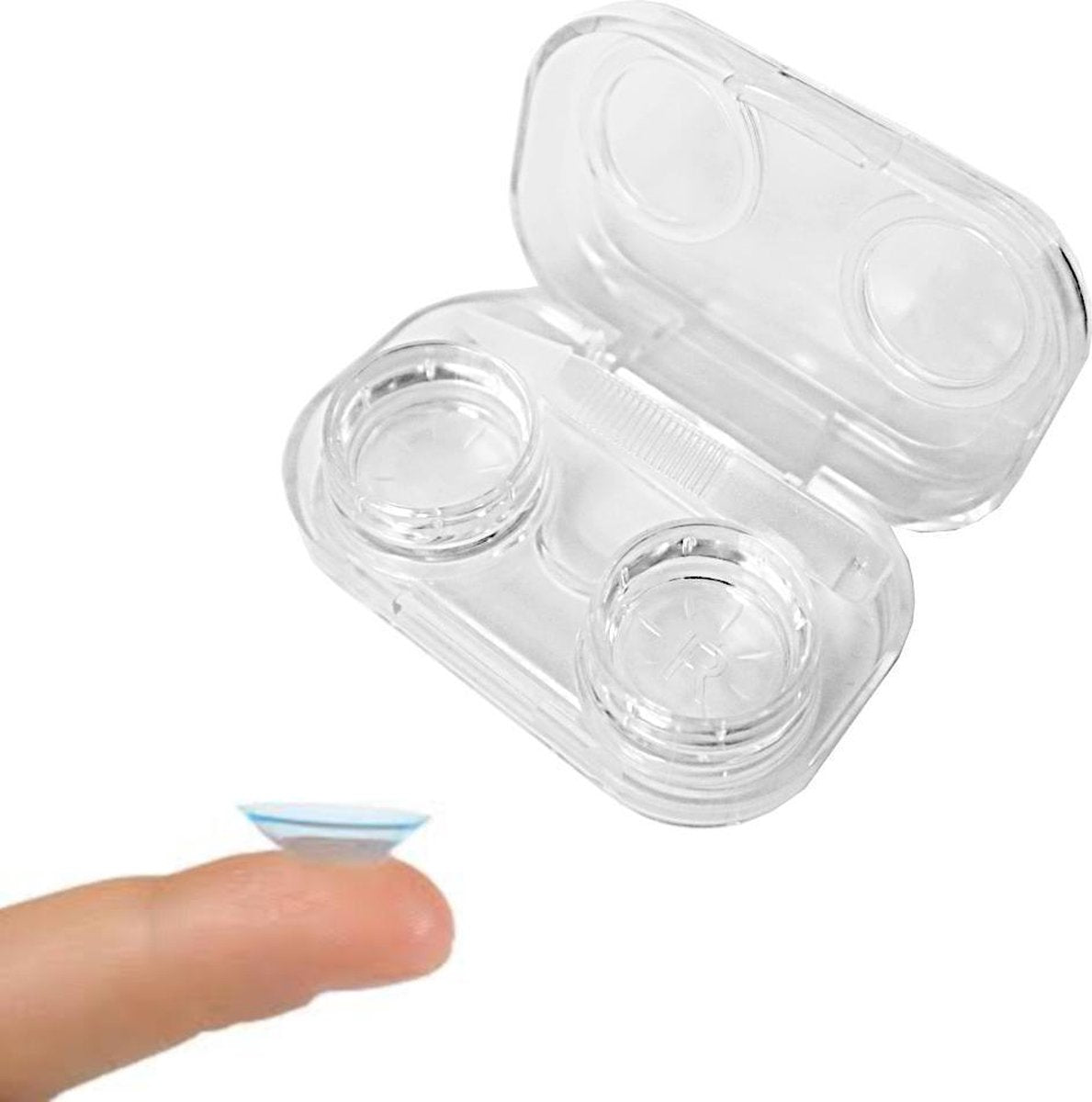 GEAR 3000® lenshouder - lenzenhouder - lenzendoosje - lenzenbakje met pincet en zuignap transparant