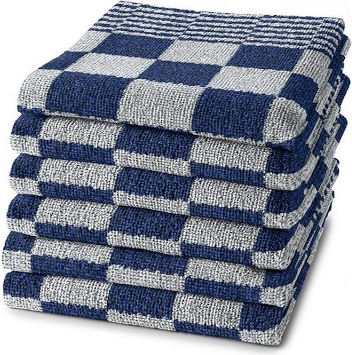 homéé® Keukendoek 50x50 cm - Holland Art geblokt - 100% katoen - 6 stuks blauw - wit