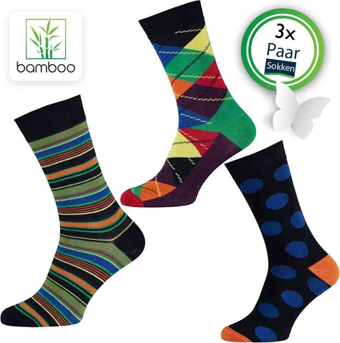Bamboe sokken Life (3 Paar) | Sokken heren van bamboe | Maat 39-42 - Gratis verzending