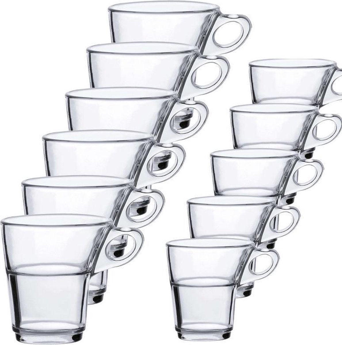 Theeglazen/koffieglazen set Caprice transparant 90/220 ml 12-delig