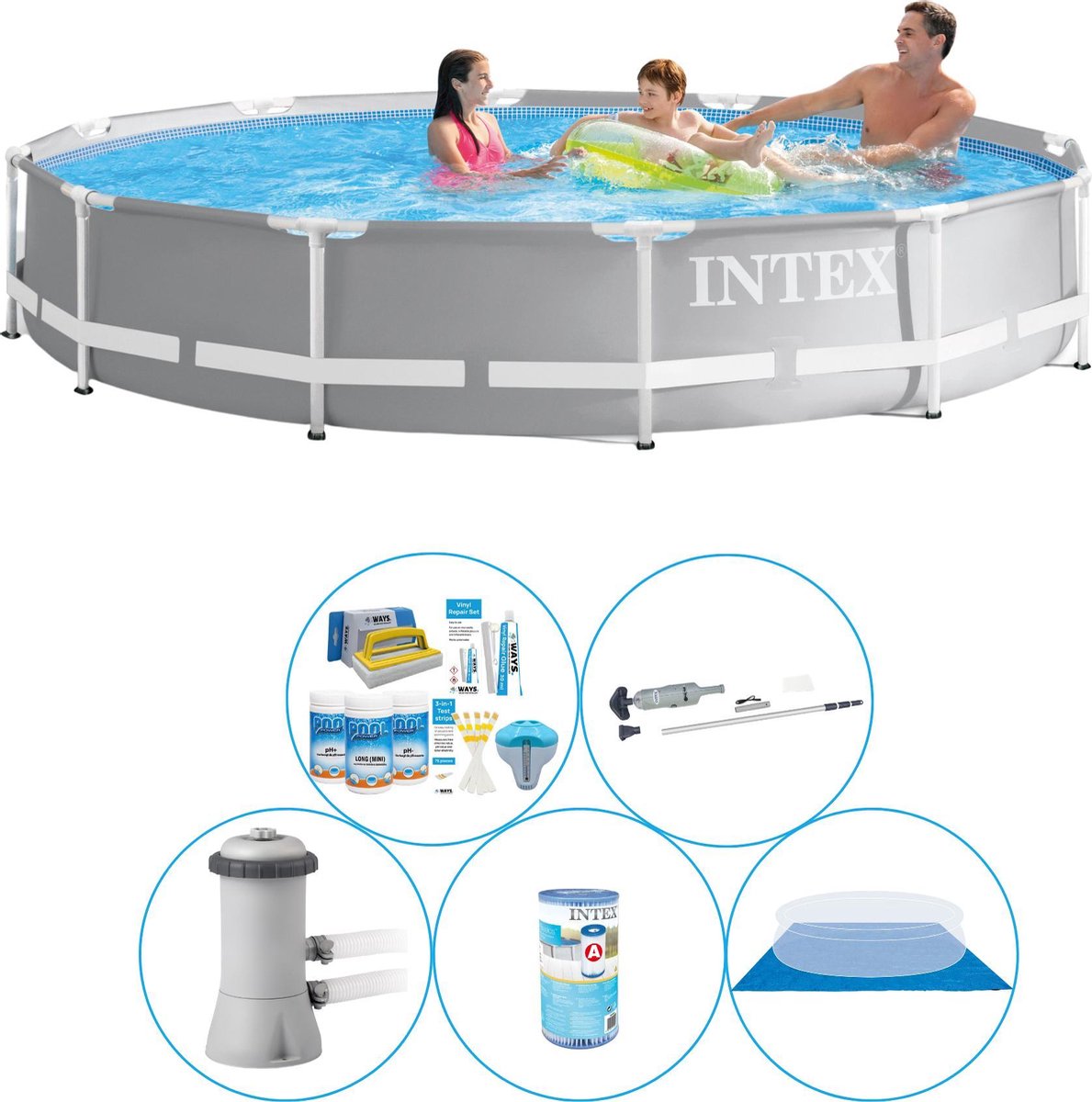 Intex Prism Frame Rond 366x76 cm - 6-delig - Zwembad Inclusief Accessoires