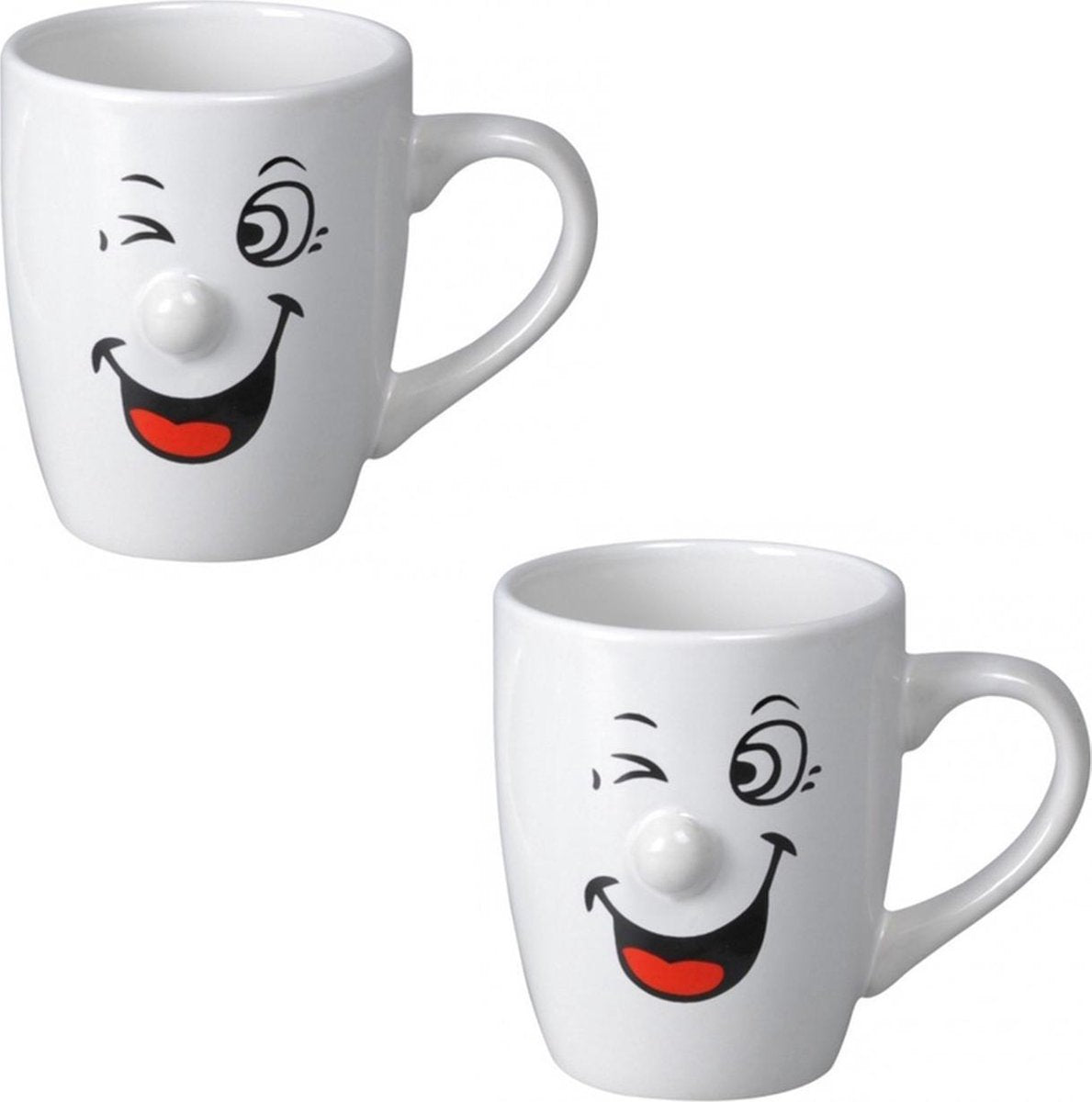 Set van 2x stuks koffiemokken/bekers Smiley model 4 van 300 ml