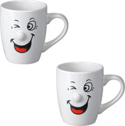 Set van 2x stuks koffiemokken/bekers Smiley model 4 van 300 ml