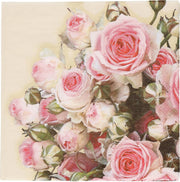 40x Geel met rozen/bloemen voorjaar servetten 33 x 33 cm - Papieren wegwerpservetten 3-laags