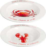 J-Line Bord Krab/Kreeft Keramiek Wit/Rood Assortiment Van 2