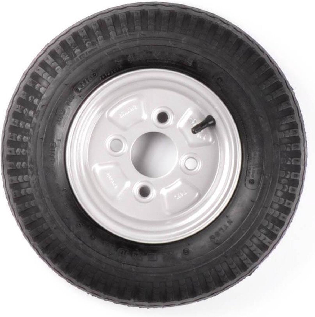 Compleet 10 inch wiel - 4.00-10 band + velg - opel steek: 4x100 - 275 kg - 4PR - 60 mm naafdiameter