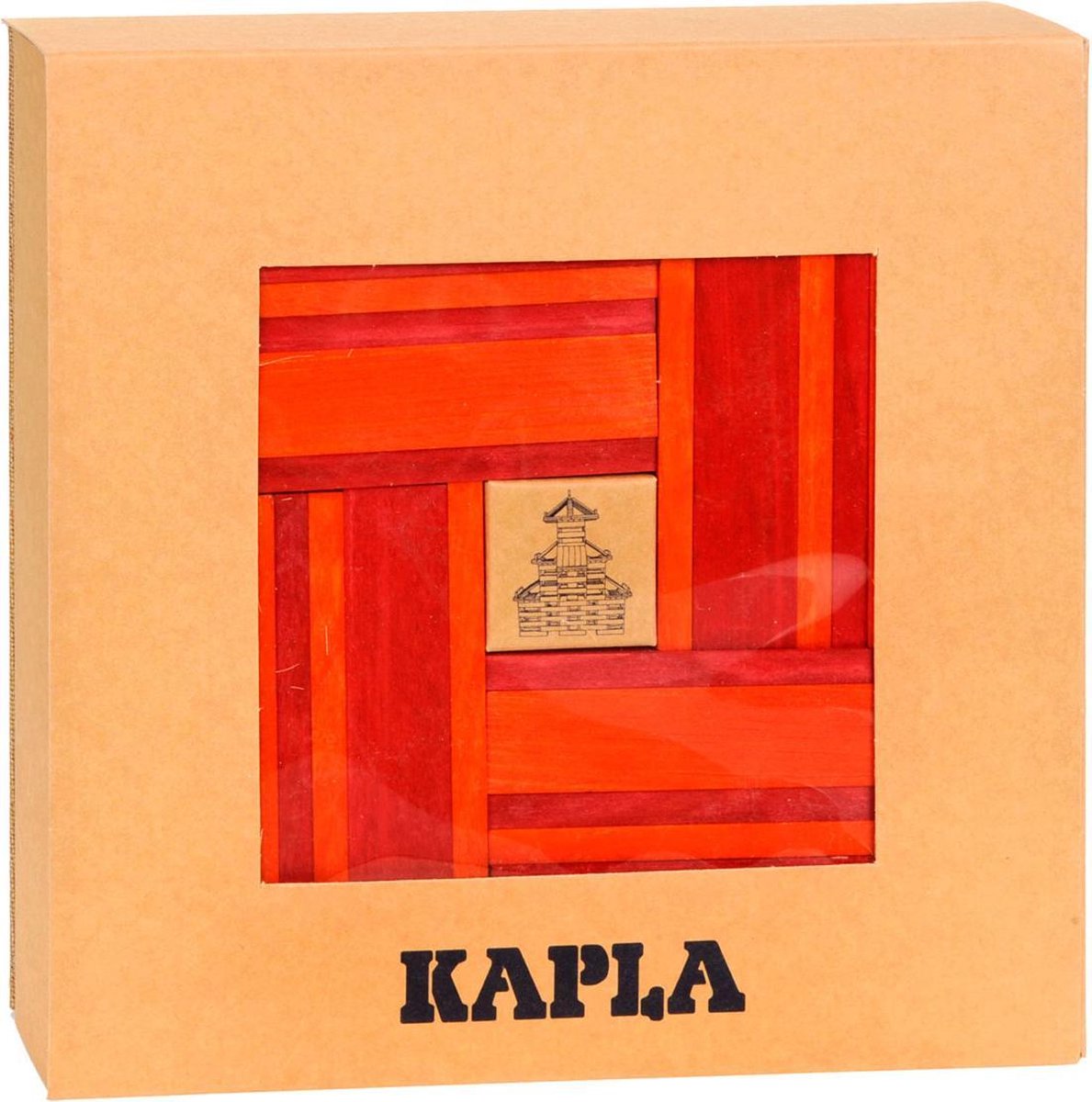 KAPLA Kleur + Voorbeeldboek - 40 Plankjes - Rood & Oranje