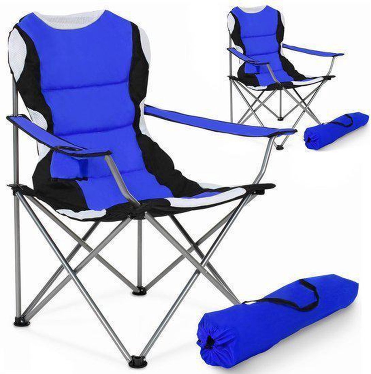 Tectake Stoelenset Luxe Campingstoelen - Blauw;Zwart