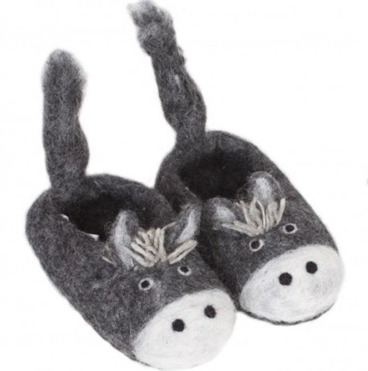 Vilt - Kindersloffen - Maat 31 - Ezeltje - Grijs - Dennis the Donkey - Fair trade - Handgemaakt