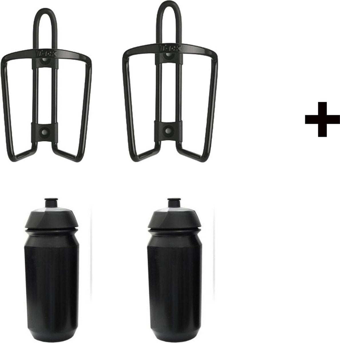 Tacx Shiva & Uni bidons +houders startpakket zwart