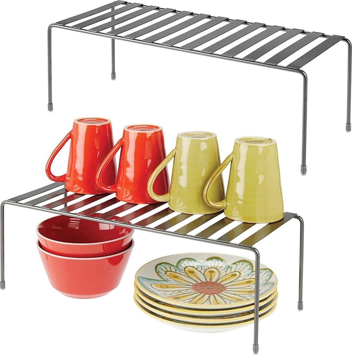 afdruiprek -mdesign set van 2 keuken dish rack - vrijstaande metalen plaatrek - extra groot keukenrek voor bekers