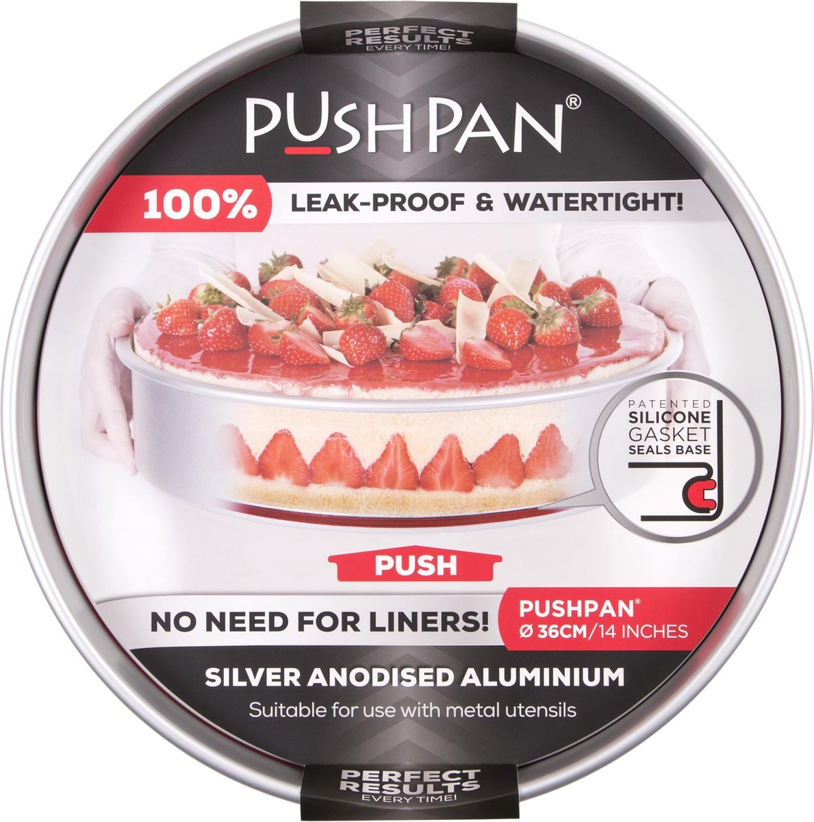 Wham PushPan Springvorm - Aluminium - Rond - Ondiep - 36 cm