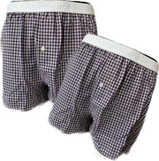 Embrator 2-stuks mannen Boxershorts geweven katoen wit/donkerblauw/rood maat XL