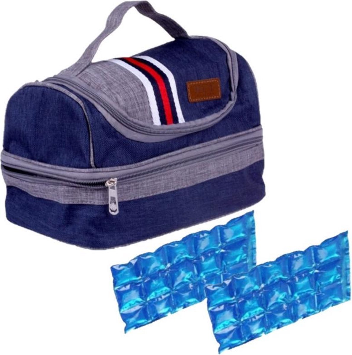 Kleine koeltas voor lunch blauw met 2 stuks flexibele koelelementen 5.4 liter