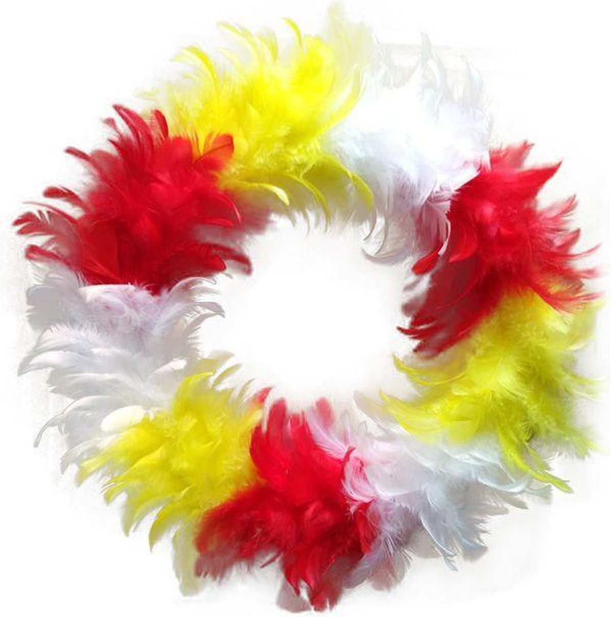 Veren krans rood/wit/geel 30 cm