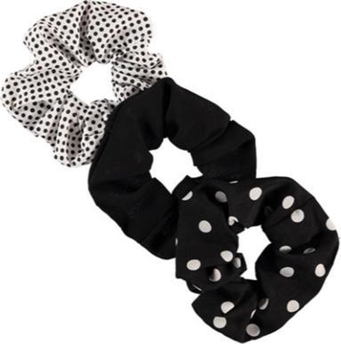 Sarlini Haarelastiek Scrunchies Dots Black and White | 3 stuks