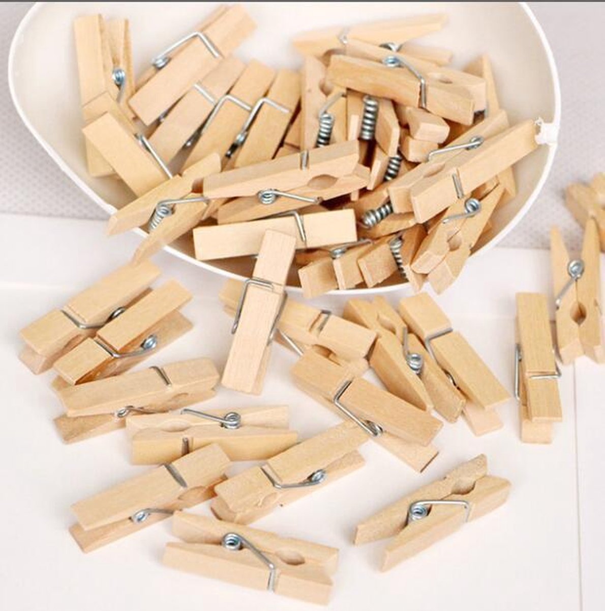 200 Wasknijpers - Kleine Houten Wasknijpers - Mini Knijpers - Houten Foto Hangers - Houten Knijpers - Fotoknijpers