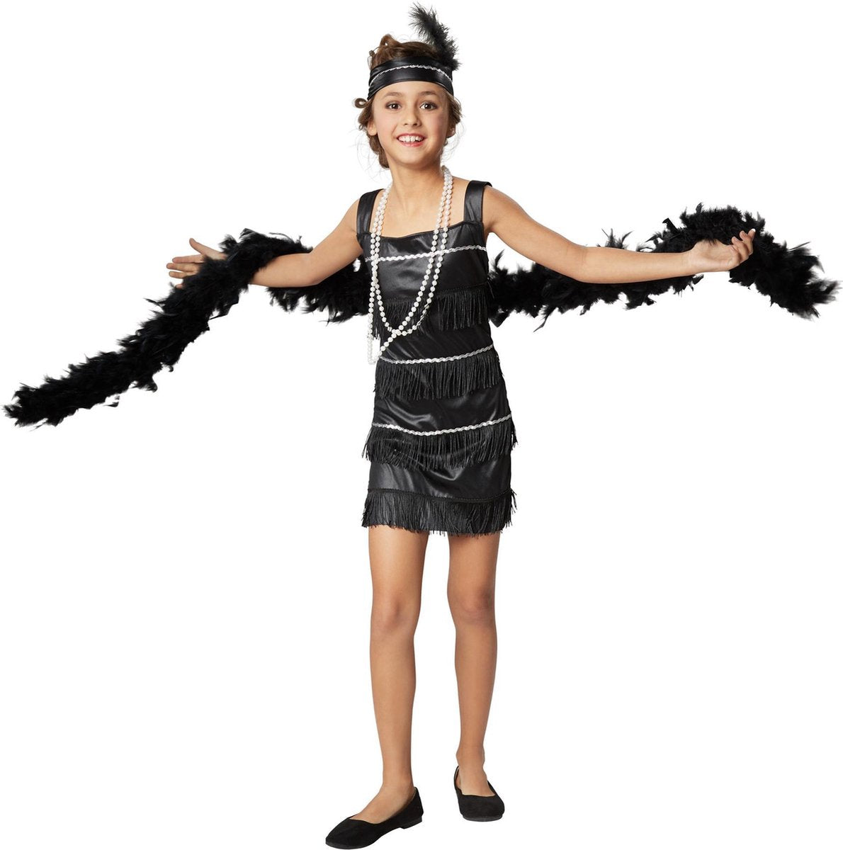 dressforfun - Charlston Queen 140 (9-10y)  - verkleedkleding kostuum halloween verkleden feestkleding carnavalskleding carnaval feestkledij partykleding - 301570