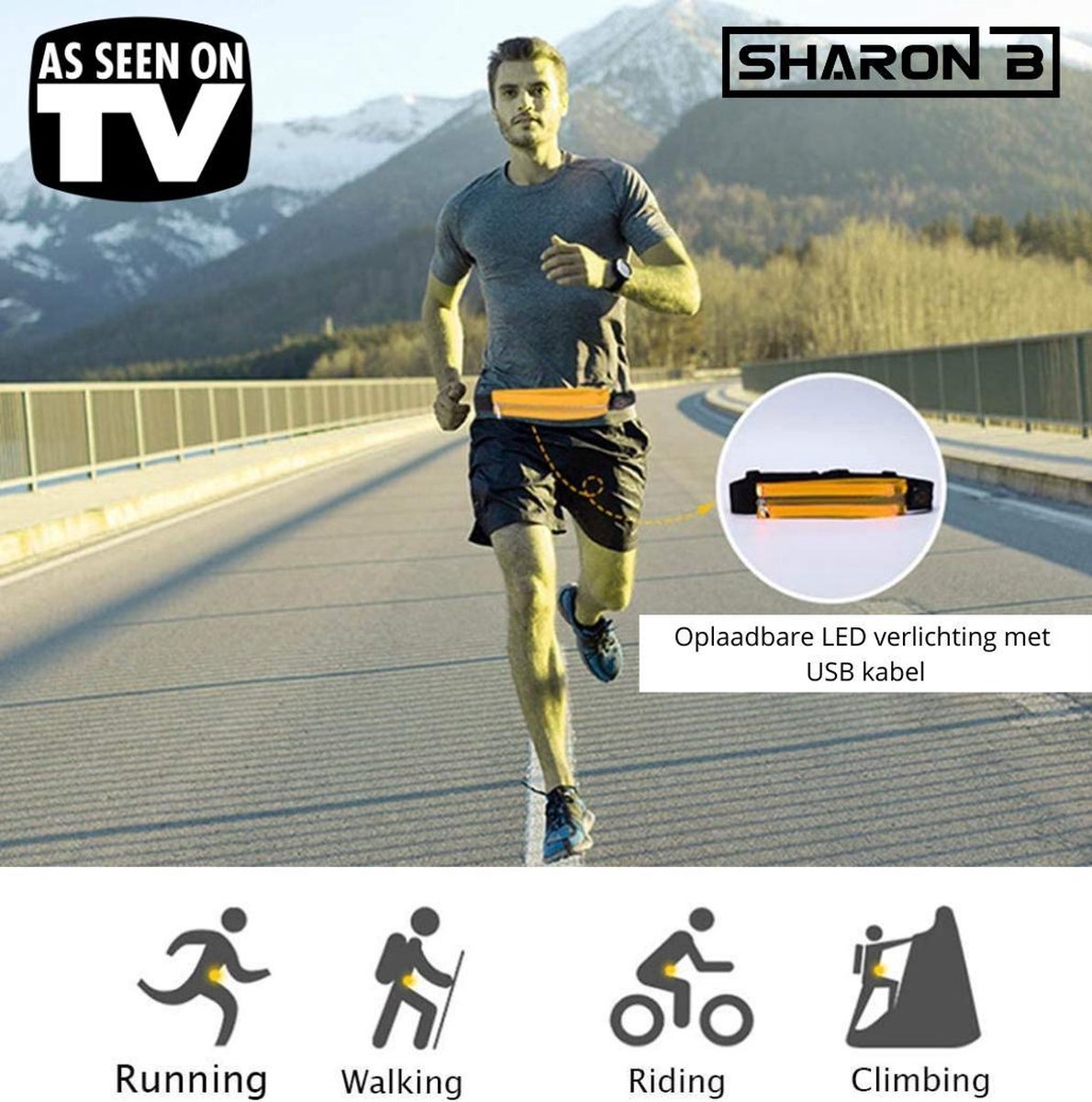 LED Running Belt | ROOD |Waterproof | hardloop gordel | hardloop riem| hardloop verlichting| running bag | running belt| sport heuptasje | hardloop heuptas met LED | Jogging| hardlopen| elastisch| Verstelbaar met oplaadbare USB kabel