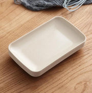 Set van 4 bordjes - Tarwevezel - Rechthoekig - Beige - 21 cm - Geschikt voor magnetron en vaatwasser