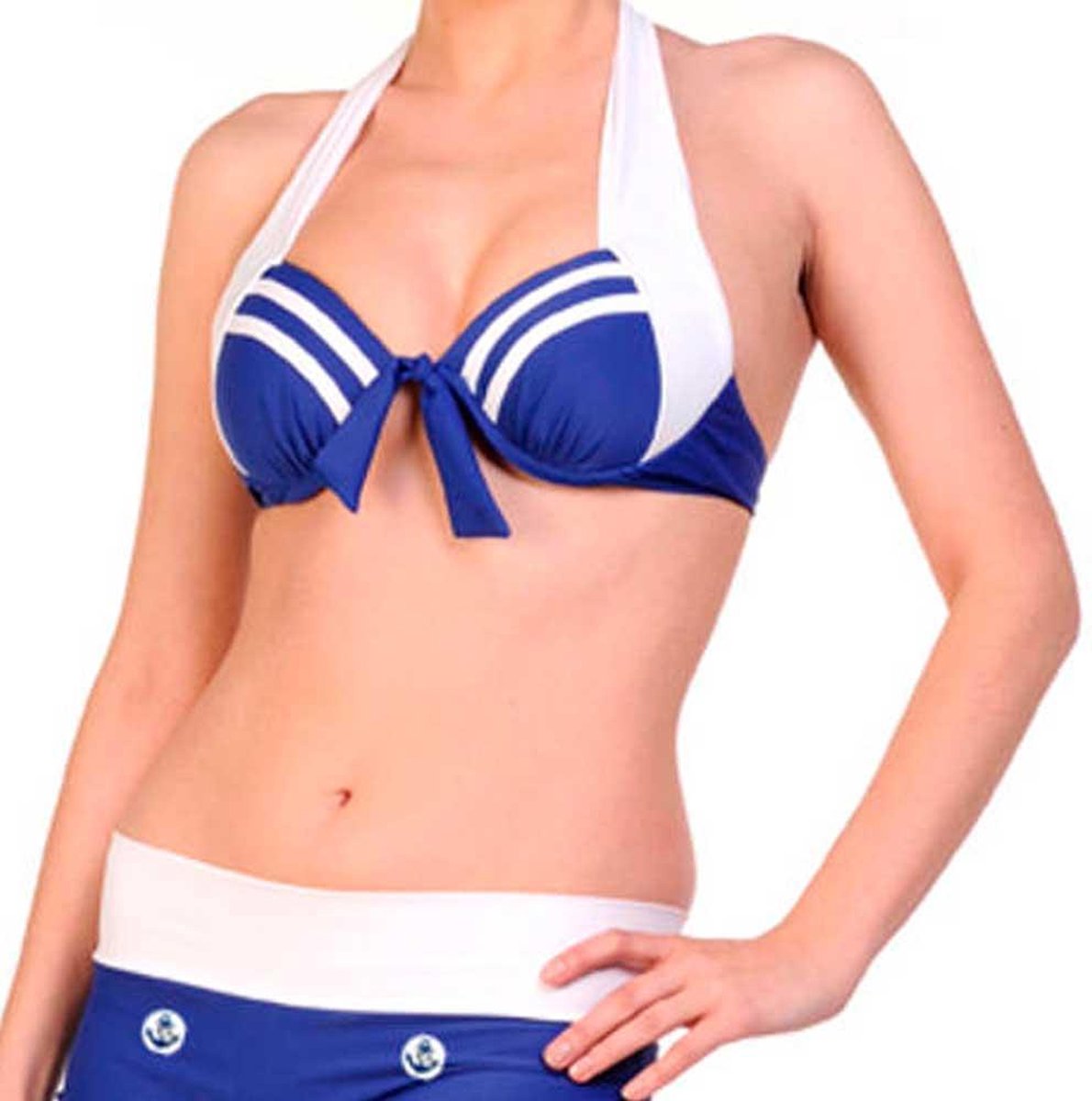 Banned Bikinitop -S- Sailor Girl Navy Blauw/Wit