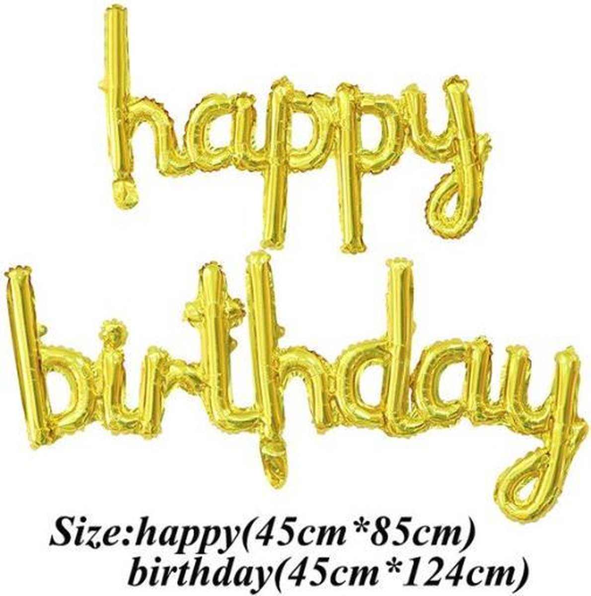 Folieballon met tekst Happy Birthday aan elkaar (2 ballonnen) GOUD