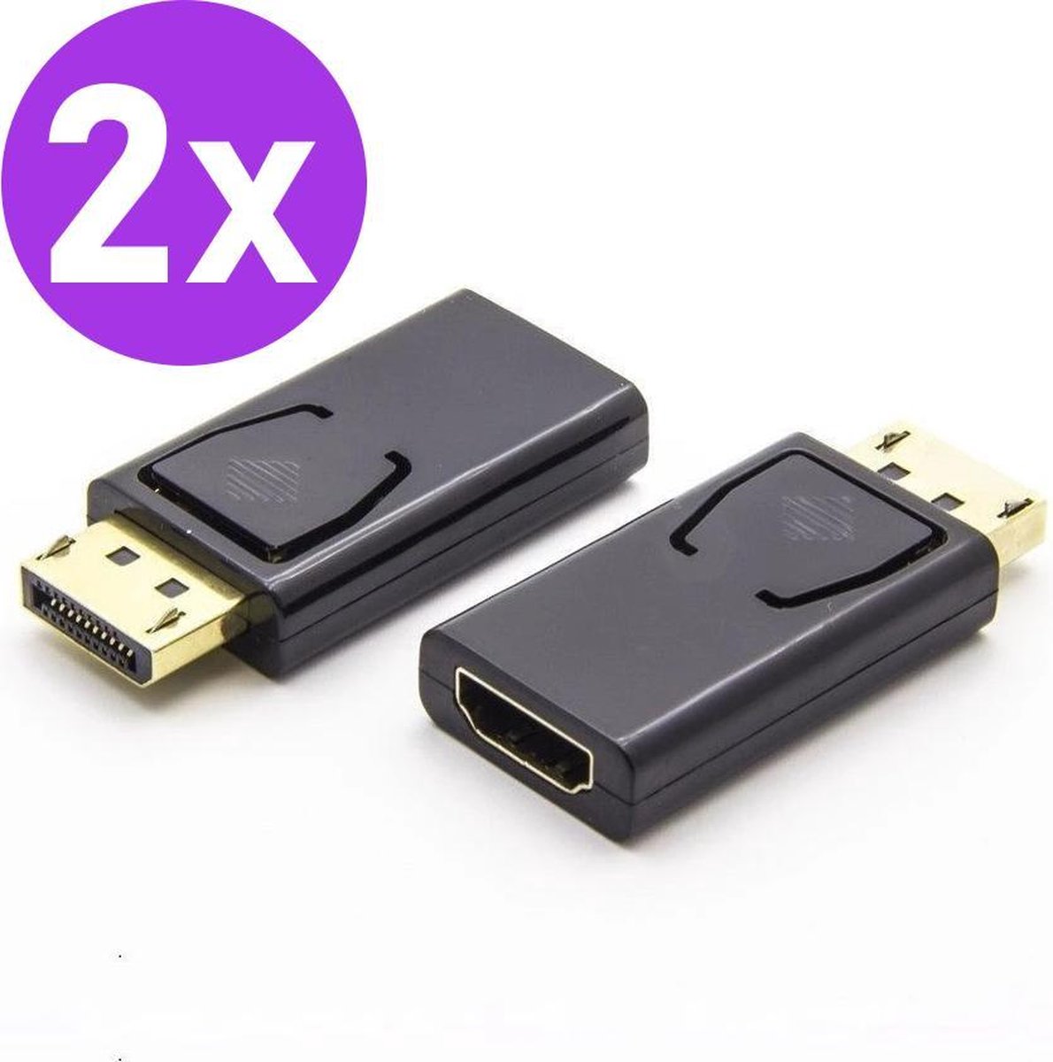 Set van 2 Displayport naar HDMI Adapter - Display port Male naar HDMI Female - Ondersteunt 4K/2K