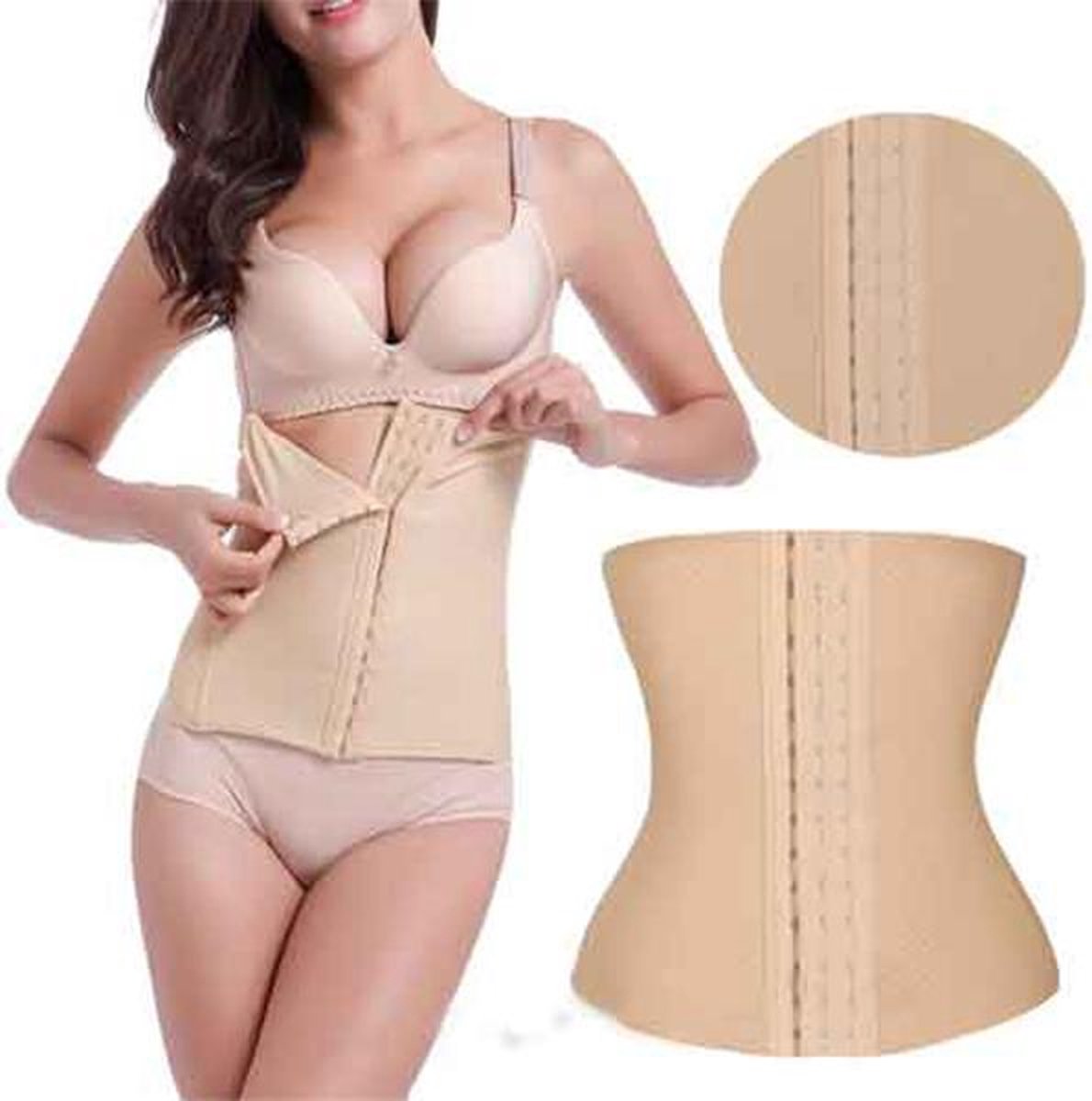 Waist trainer met stalen baleinen - Beige XXXL