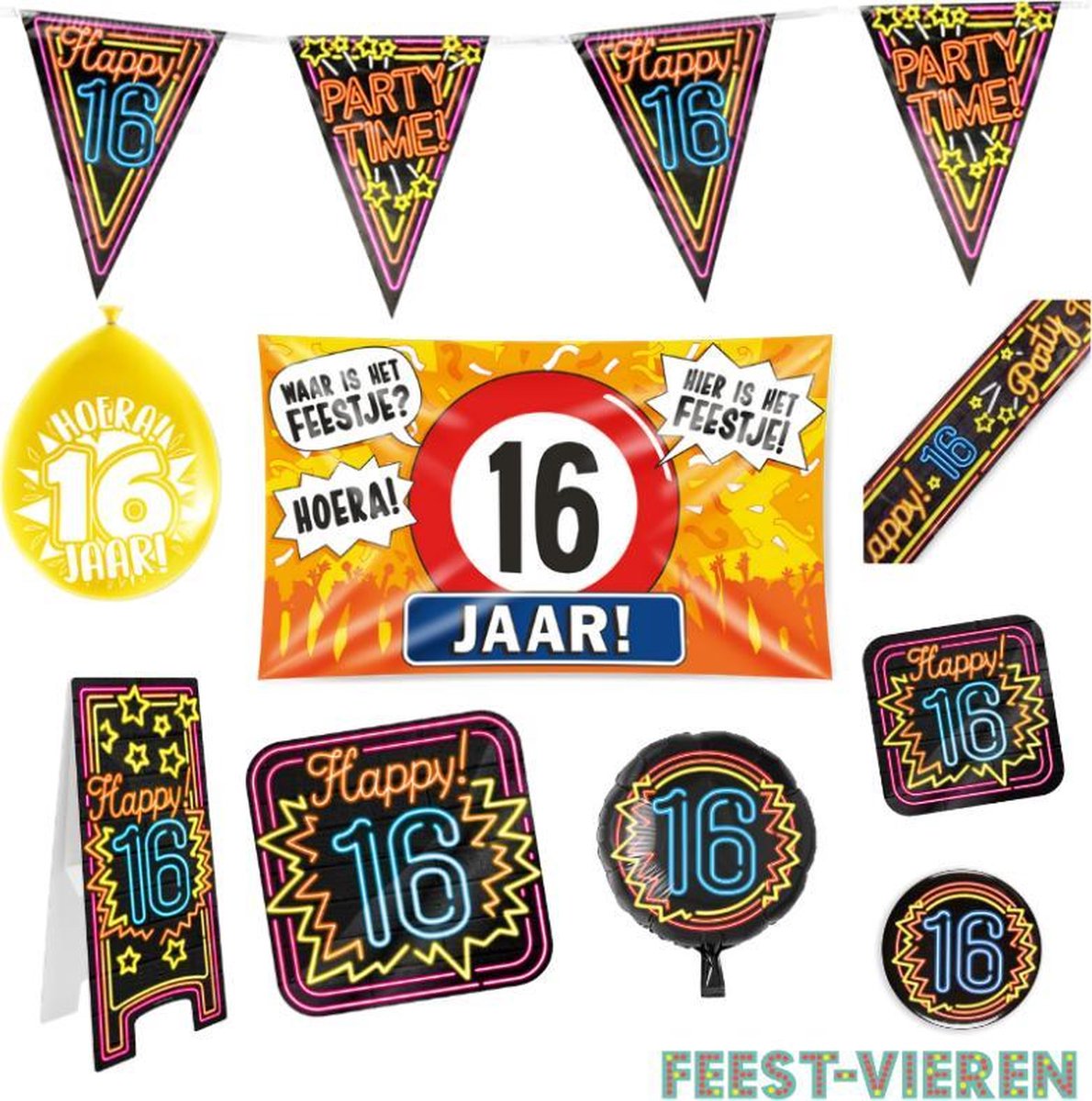 16 jaar verjaardag versiering pakket XL