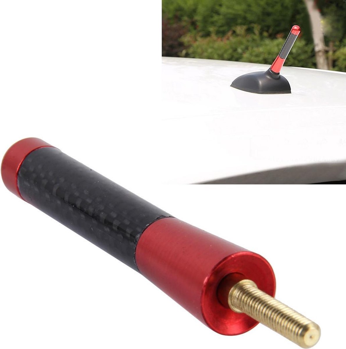 Carbon Fiber Aluminium korte antenne Gepolijste universele schroeven Base (Medium Size) (rood)