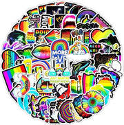 Winkrs | Regenboog stickers | Zwarte Stickers | Coole Stickers | Pride Stickers | 100 regenboog stickers - voor laptop