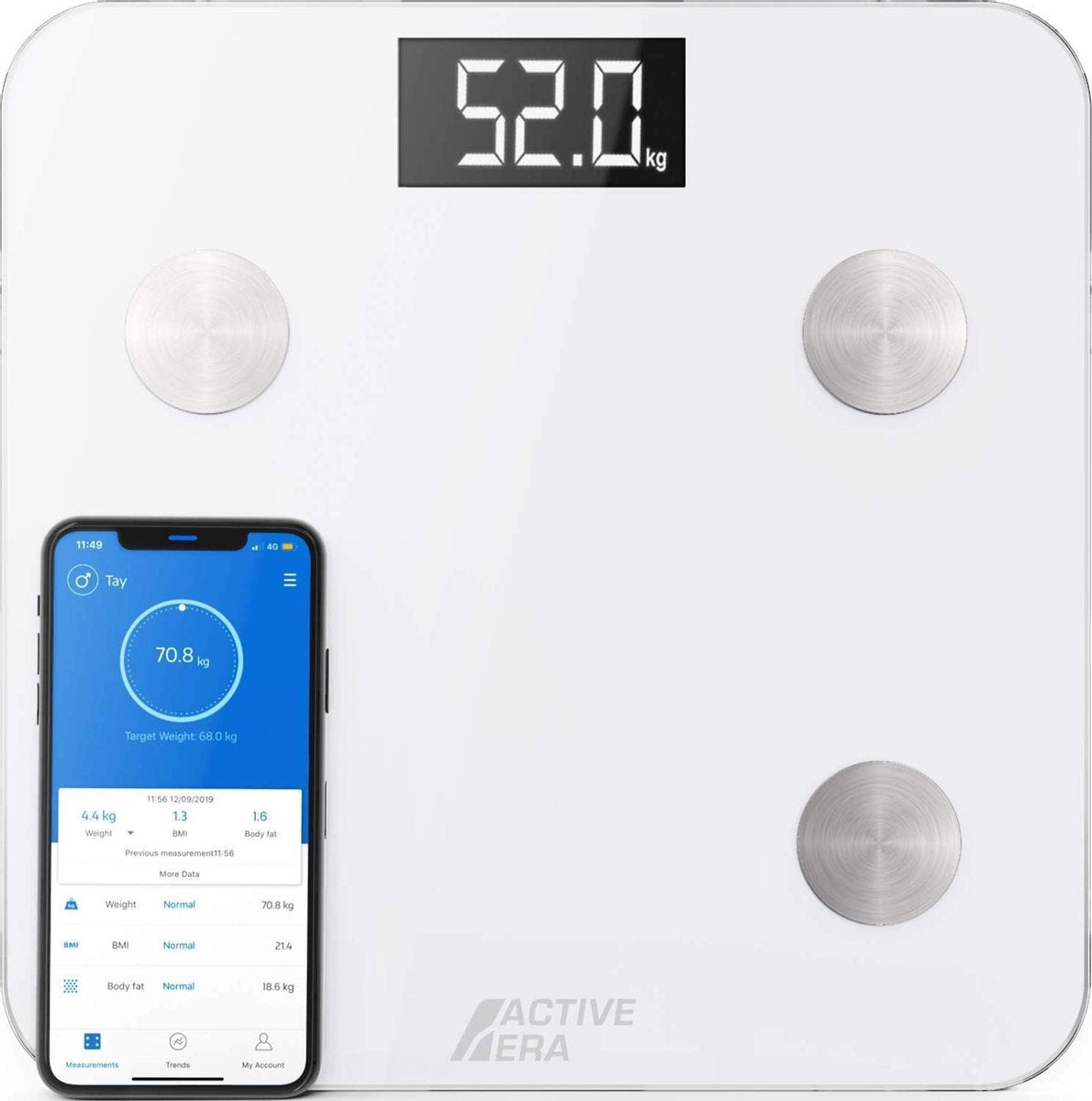 Slimme weegschaal die lichaamsvet meet - digitale weegschaal met Bluetooth en 15 essentiële functies - zeer exact lichaamsgewicht