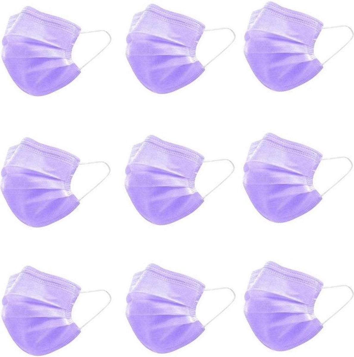 Paarse Kinder Wegwerp Mondmaskers | 50 Gekleurde Mondkapjes voor Kids Paars | 14.5 x 9 cm | 3 Laags | Hoogste Kwaliteitsgarantie