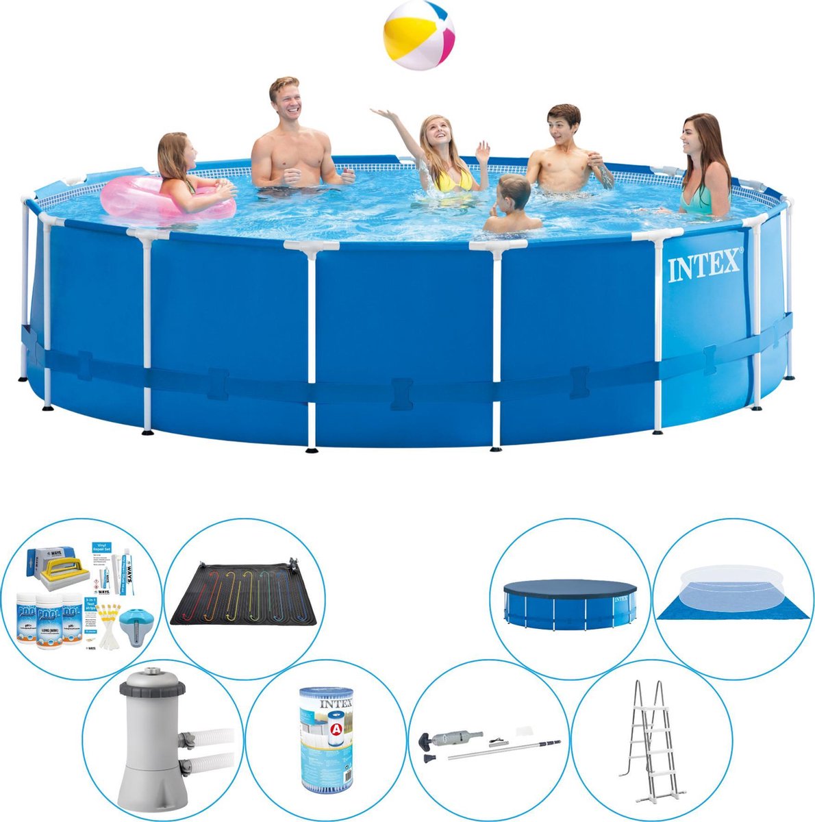 Intex Metal Frame Pool Zwembad - 457 x 122 cm - Totaal pakket