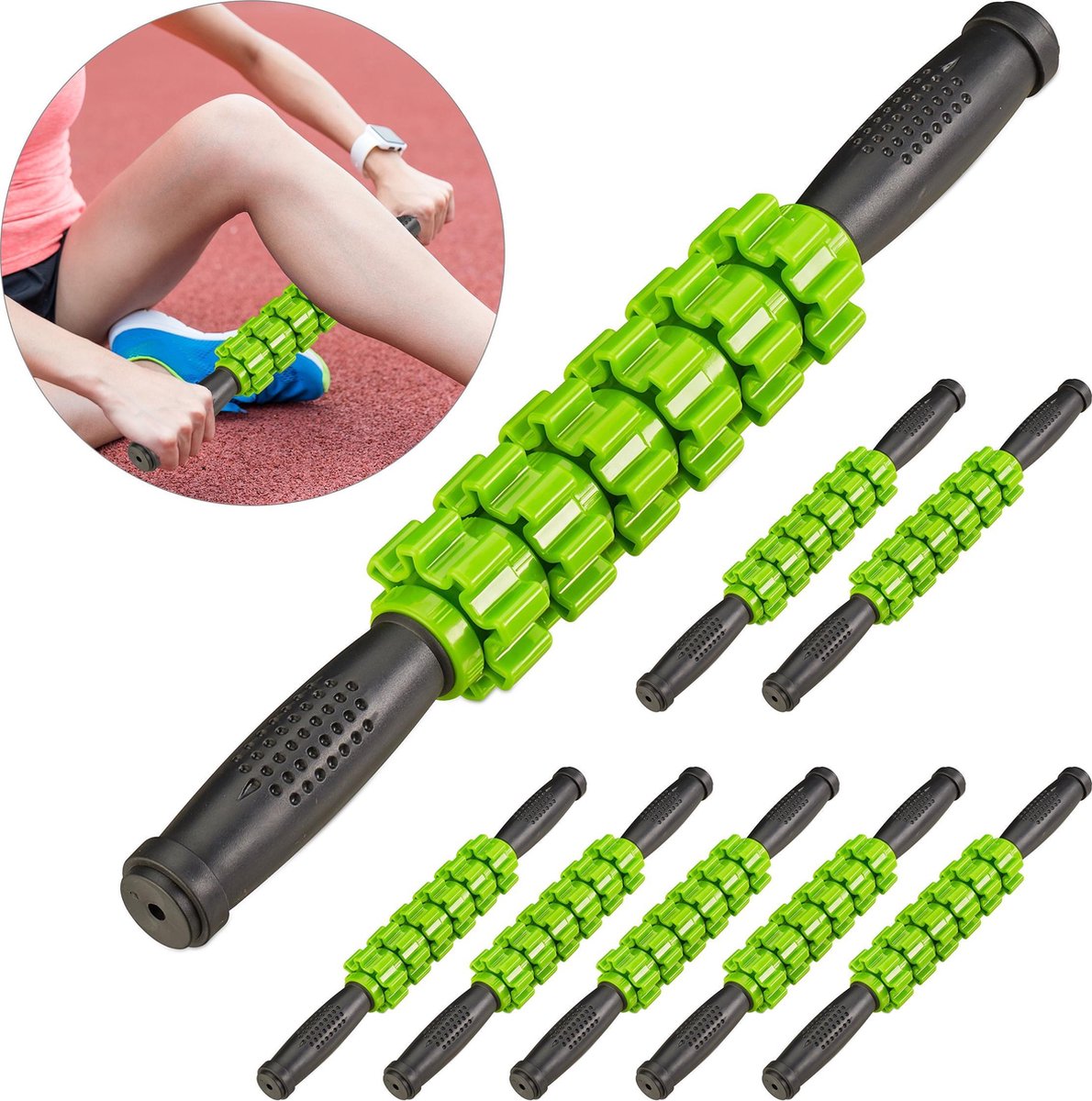 relaxdays 8 x massageroller - trigger point massage - massage stick - handvatten – fitness