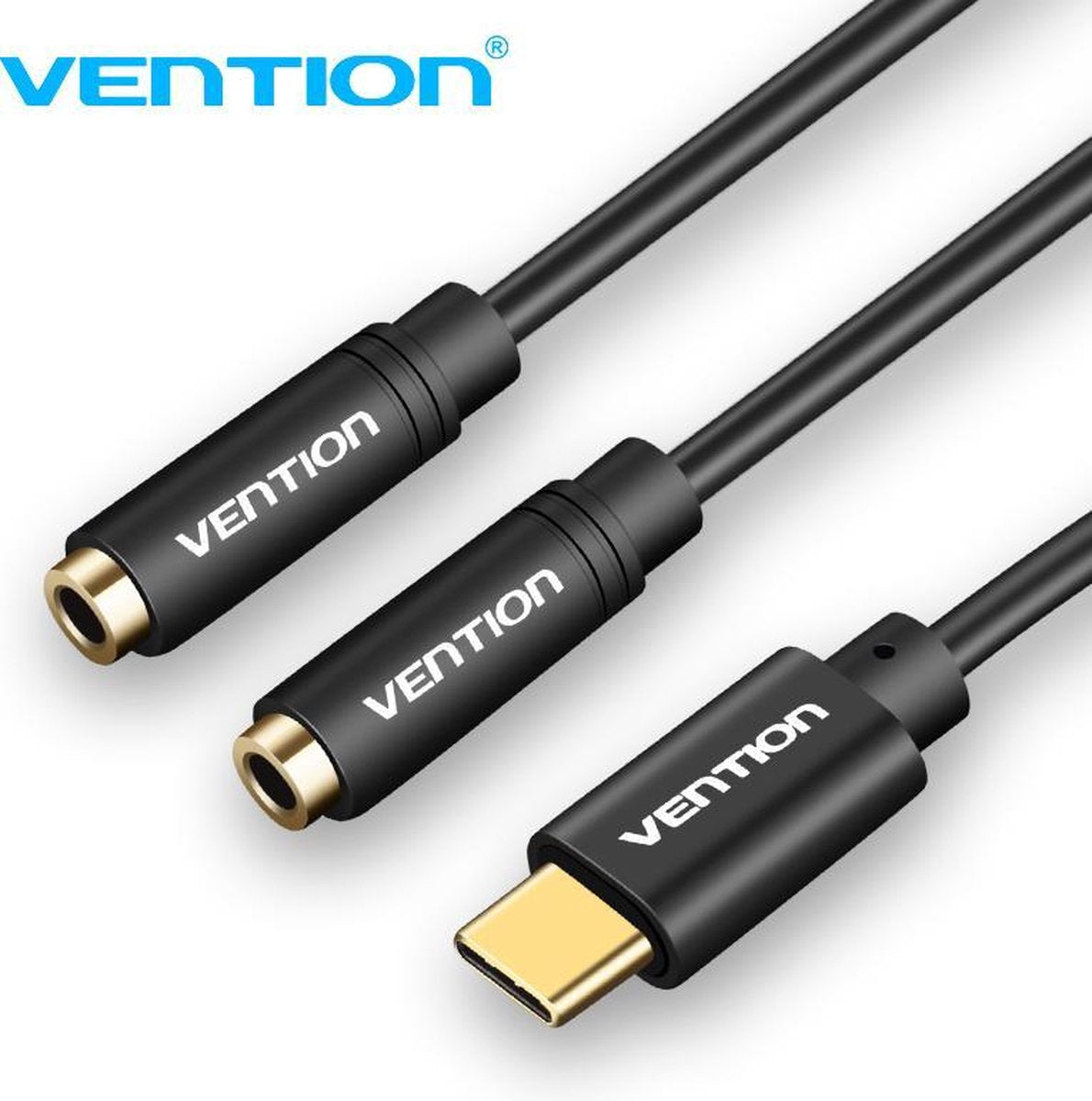 Vention USB C Audio Splitter - USB C naar Twee 3.5 mm Jack Female - 30 centimeter