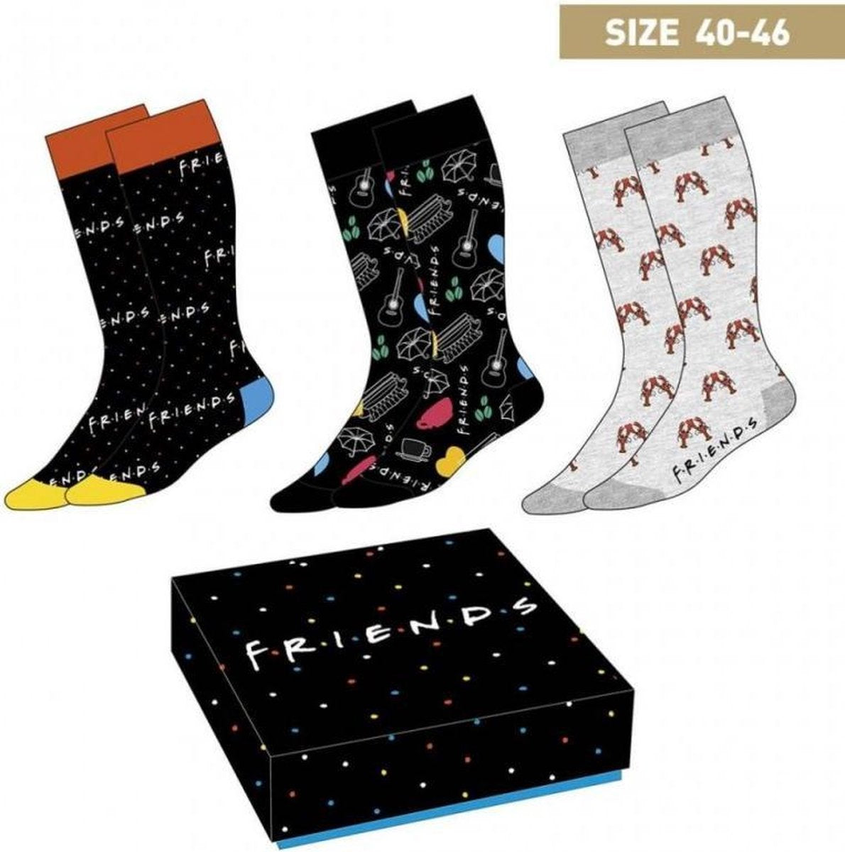 Friends - 3 Pairs Socks Pack Size 40-46