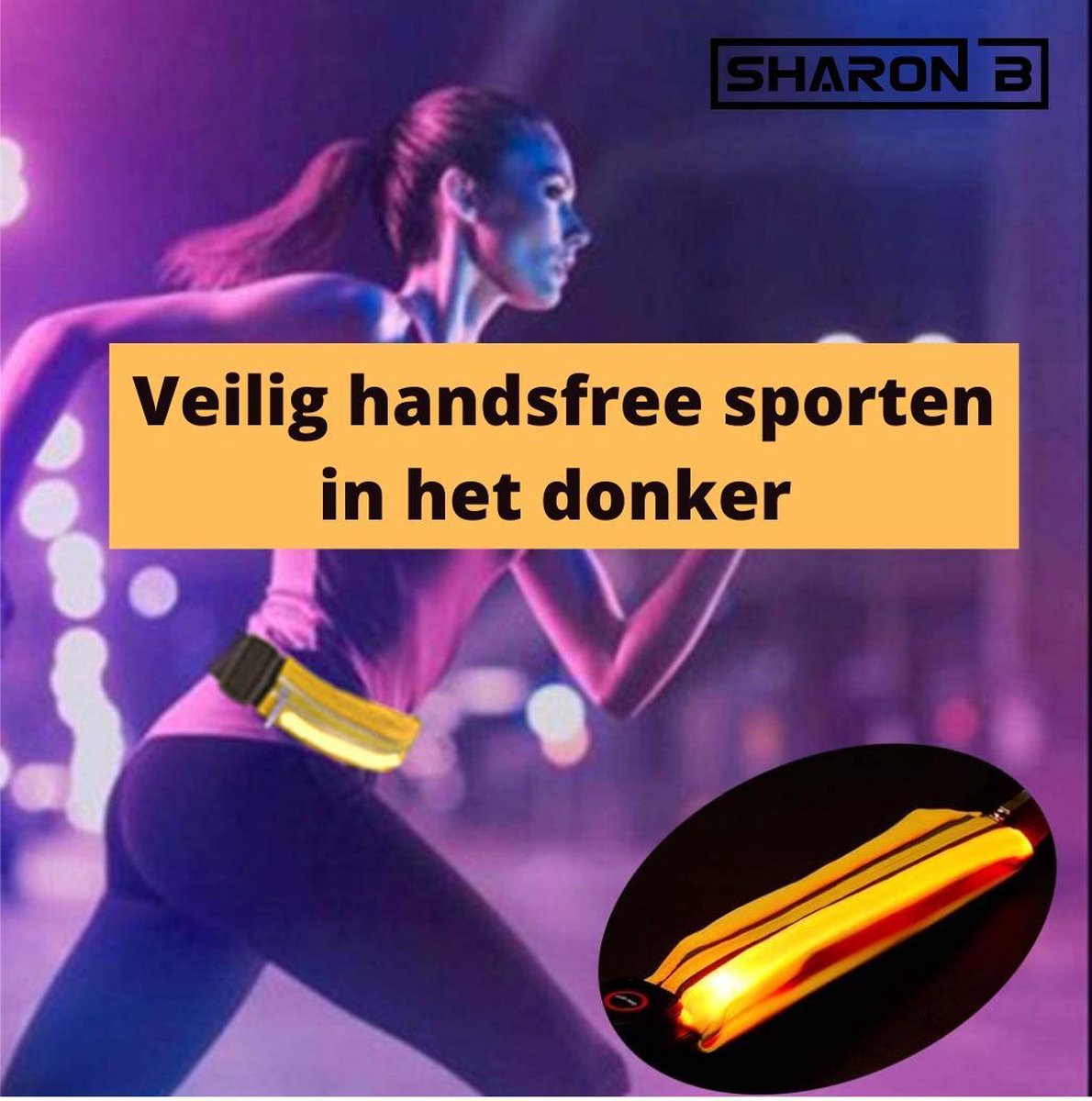 LED Running Belt | Geel |Waterproof | hardloop gordel | hardloop riem| hardloop verlichting|hardloop heupband | running belt| sport heuptasje | hardloop heuptas met LED | Jogging| hardlopen| fitness| Verstelbaar met oplaadbare USB kabel